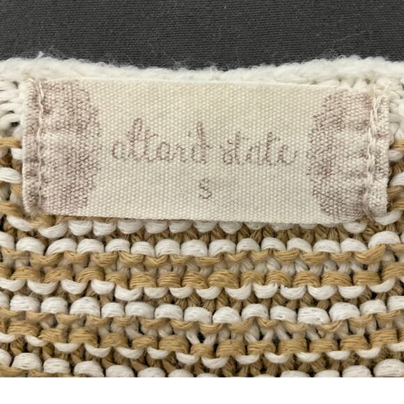 Altard State Sz Small Crochet Crop Pullover Top Tie Front Beige Rust Pink Blue - Picture 3 of 5